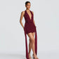Embellished Cowl Neck Ruched Bodycon Mini Dress for Birthday Party Sexy Evening Dresses Woman 2026