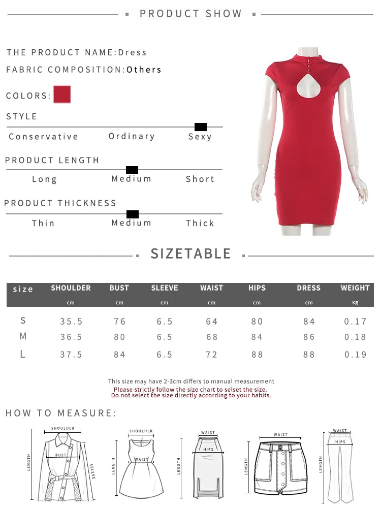 Polka Dot Print Mini Dress Woman Button o-Neck Sexy Hollow Design Short Sleeve Shape Waist Skinny Stretch Bodycon