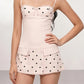 Fashion Party Dress Women Sexy Bow Applique Polka Dot Print Patchwork Button Square Collar Elegant Street Bodycon