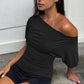 Asymmetrical One Shoulder Short Sleeve Shirts Woman Solid Color Casual Tops Summer Clothes for Woman 2025