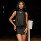 Sleeveless High Neck Mini Dress Side Hollow Out Sexy Black Dresses 2026 Woman Club Wear