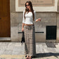 Multi-stripe Print Knit Maxi Skirt 2026 Fall Clothes Drawstring Long Skirts for Woman High Quality
