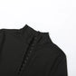 Ladies Suits 2 Piece Set Long Sleeve Top and Flare Pants Matching Sets Sexy All Black Outfits Clubwear