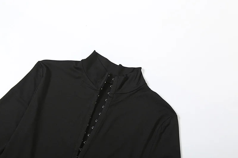 Ladies Suits 2 Piece Set Long Sleeve Top and Flare Pants Matching Sets Sexy All Black Outfits Clubwear