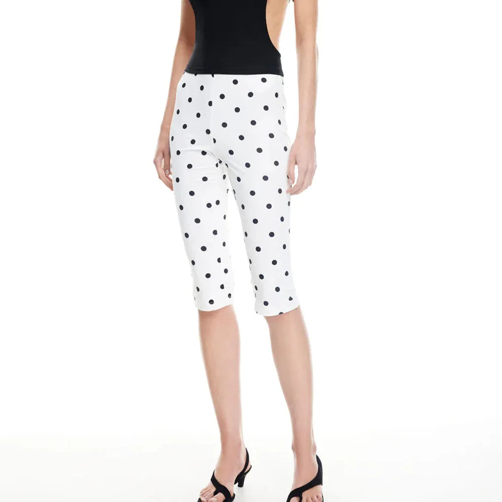 Women's Low Waist Polka Dot Capri Pants Slim Fit Cropped Leggings Casual Y2K Streetwear Summer Bodycon Trousers