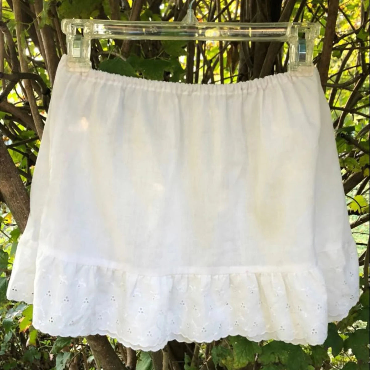 Women Y2k Lace Trim Mini Skirt Floral Eyelet Embroidery Half Slip Underskirts Cute Low Rise Summer Skater Skirt
