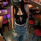 Sexy Tank Tops Women Bandage Hollow Patchwork Low-Neck Folds Solid Midnight Hottie Summer Trend Music Festival Streetwear