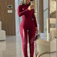Sexy Fall Jumpsuits Women Diy Shirring o-Neck Full Sleeve Midnight Party Club Stretch Activity Fitness Slim Overalls