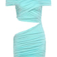 Sexy Chic Hollow Dress Women Cross Simple Ruched Patchwork Slash Neck Wild Trend Stretch Party Club Peach Hip Bodycon