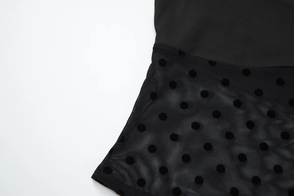 Women's Matching Sets Sexy See Through Mesh Polka Dot Black Outfits 2 Piece Skirt Set Summer 2026