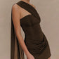 One Shoulder Backless Sexy Mini Dress Women Fashion Off-shoulder Sleeveless Backless Draped Ruched Bodycon Club Dress