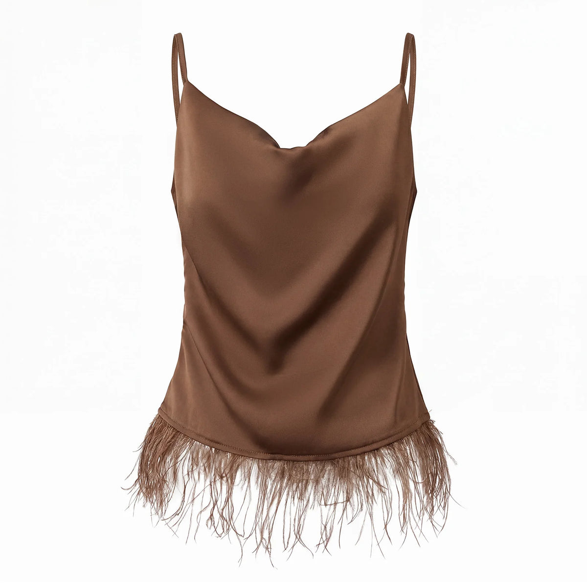 Women Feather Tank Top Summer High Street Sleeveless Fluffy Fur Cami Tops Flowy Fringe Y2k Going Out Crop Tops