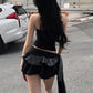 Big Bow Tassel Skirts Women Patchwork Leather Sexy Midnight Hottie Summer Trend Street Party Hipster Tierred Bottom
