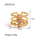 New Design Natural Stone Stainless Steel Ring Women Waterproof Stylish Golden Jewelry 2022 NEW Set
