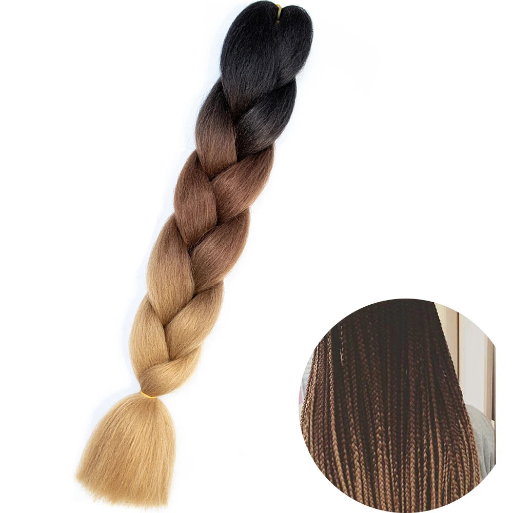 Synthetic Jumbo Braiding Hair Extension 24 Inch Heat Resistant Fiber In Bulk Ombre Jumbo Braids Hair For Black Women
