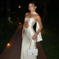 Strapless Hollow Fishtail Maxi Dress with Scarf White Evening Gown Elegant Dresses for Woman for Party