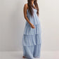 Women's Strapless Long Dress Fashion Sleeveless Tiered Hem Tube Dress Summer Beach Holiday Party Wedding Dress