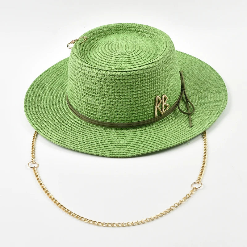 Spring Summer Straw Hats for Women Ribbon Decoration Elegant Ladies Party Dress Hats Travel Beach Sun Hat Chapeau Femme
