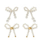 2Pairs/Set Elegant Imitation Pearl Bow Bowknot Stud Earrings for Women Wed Bridal Korean Fashion Piercing Earrings Jewelry Gift