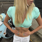 Single Button Deep V Neck Short Sleeve Crop Tops Womens T Shirts Fashion 2026 Women Summer Clothing