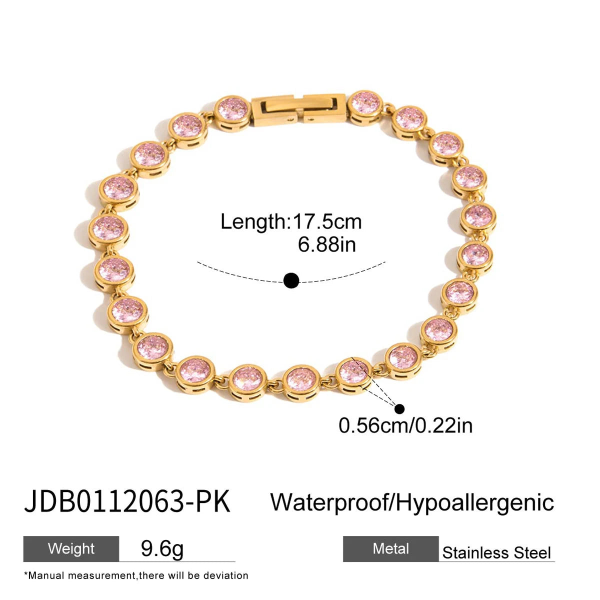 Zircon Star Metal Chain Bracelet Bangle Gold Plated Stainless Steel Watproof Summer Trendy Wrist Jewelry For Women