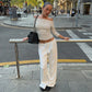 Striped Knit Off The Shoulder 3/4 Sleeve Crop Tops 2026 Fall T Shirts Woman Trendy Clothes
