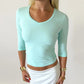 Y2K Women Solid V Neck 3/4 Sleeve Cropped Top Stretchy Slim Fitted Basic T Shirt Casual Daily Short Blouse Spring Autumn