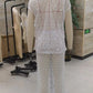 Women's Y2K 2 Piece Skirt Outfits Cap Sleeve Sheer Sequins Flower T shirt Tops and Long Skirt Fashion Matching Set