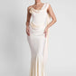 Satin Backless Sexy Maxi Dress Women Elegant One Spaghetti Strap Sleeveless Ruched Waist Club Party Mermaid Long Dress
