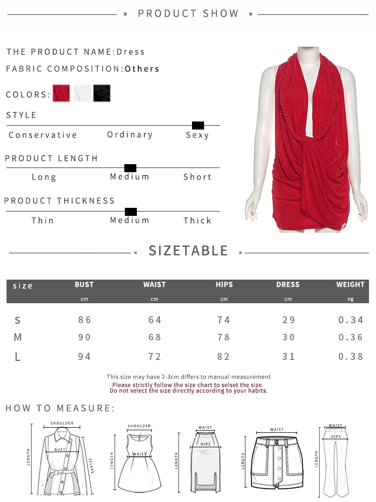 Halter Ruched Dress Women Sexy Whip Knot Backless Patchwork Elegant Stretch Christmas Peach Hip Birthday Mini Bodycon