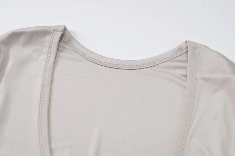Solid Color Backless Long Sleeve Top Popular Clothing Woman Fall 2025 Ladies T Shirts