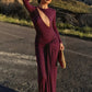 Christmas Hollow Maxi Dress Women o-Neck Folds Flare Sleeve Bandage Long Tassel Solid Skinny Elegant Banquet Vestidos