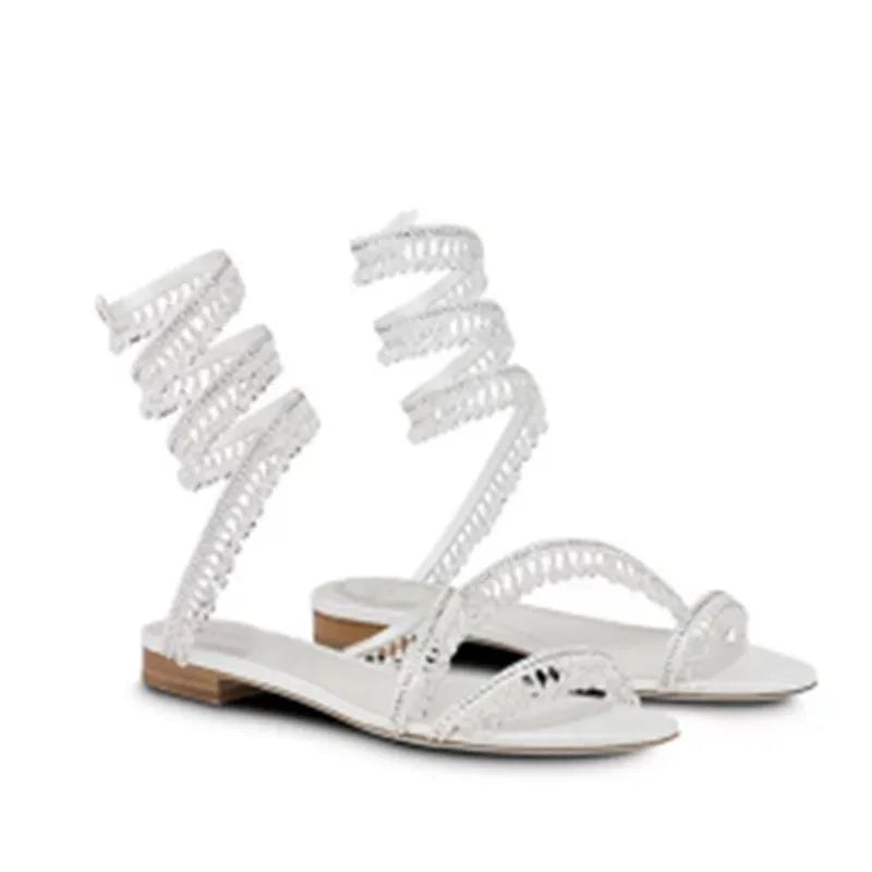 Women's New Water Diamond Sandals Fashion Tassel Crystal Shoes Sexy Banquet Party Twin Stiletto Women's Large Sandals