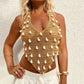 Women Y2K Sequin Knit Tank Top Sparkle Halter Crochet Cami Top Sleeveless V Neck Open Back Glitter Camisole Clubwear