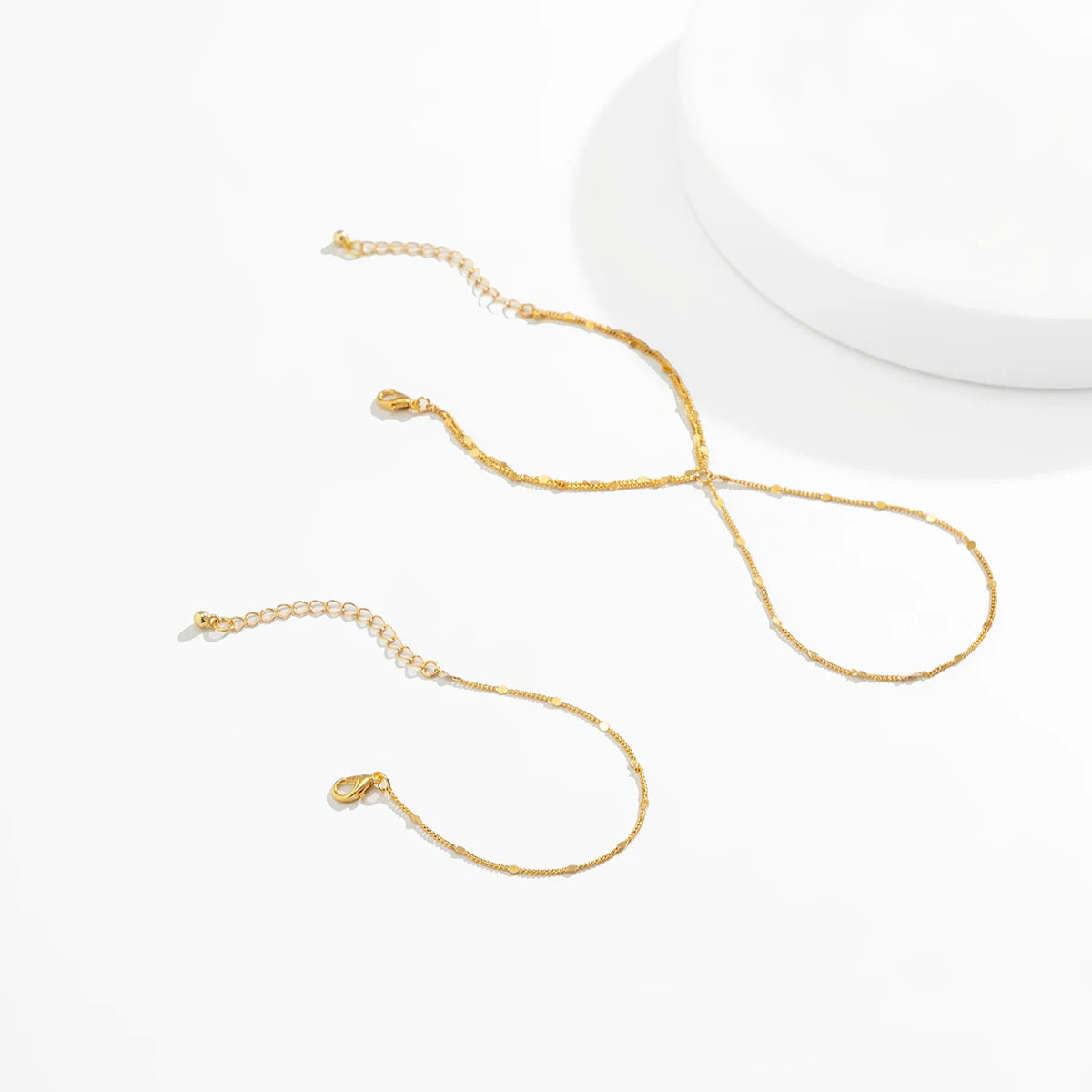 Multilayer Vintage Connected Finger Ring Bracelets for Women Simple Ball Beads Link Chains Hand Harness Bangles Party Jewelry