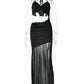 Women Halter Neck Cutout Sexy Maxi Dress Twisted Bust Draped Ruched Split Long Bodycon Dress Club Evening Party Dresses