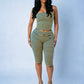 Stripe Print 2 Piece Set Woman Summer Trend Wrap Chest Backless Tank Tops+Skinny Crop Pants Sexy Fashion Style Suits