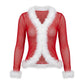 Women Y2K Faux Fur Trim Mesh Cardigan Long Sleeve V Neck Open Front Cropped Sheer Jacket Club Party Outerwear Tops