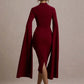 Cape Long Sleeve Sexy Midi Dress For Women Autumn Winter New Square Collar Back Slit Bodycon Club Party Long Dress