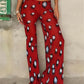 Autumn High Street Print Pants Women Casuals Simple Elastic Waist Fashion Midnight Clubwear Daily Chic Wide-Leg Bottoms