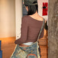Y2K Vintage Denim Crossbody Bag with Star Print, Frayed Grunge Shoulder Bag for Women, Retro Streetwear Tote Handbag