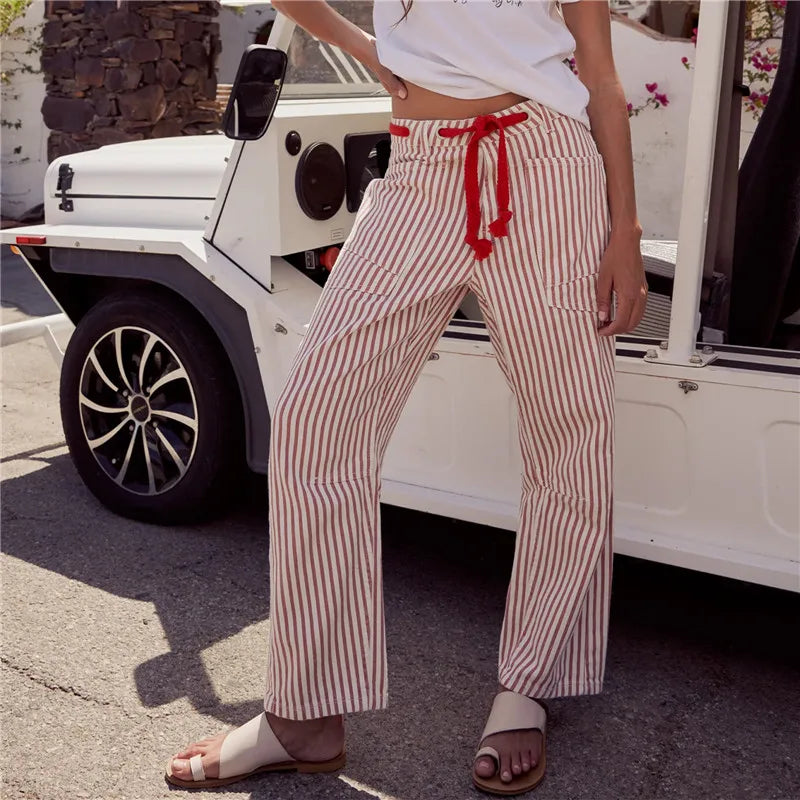 Vintage Cargo Jeans Women Drawstring Waist Loose Barrel Leg Denim Pants Casual Streetwear Y2K Grunge Summer Trousers