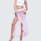 Women Asymmetrical Lace Flowy Skirt Vintage Long Skirts High Waist Ruffle Midi Aesthetic Ladies See Through Beach Skirts