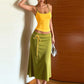Casual Fashion 2 Piece Set Woman Low-Neck Backless Skinny Camisoles Tops+Bandage Tassel Decoration Long Skirts Suits
