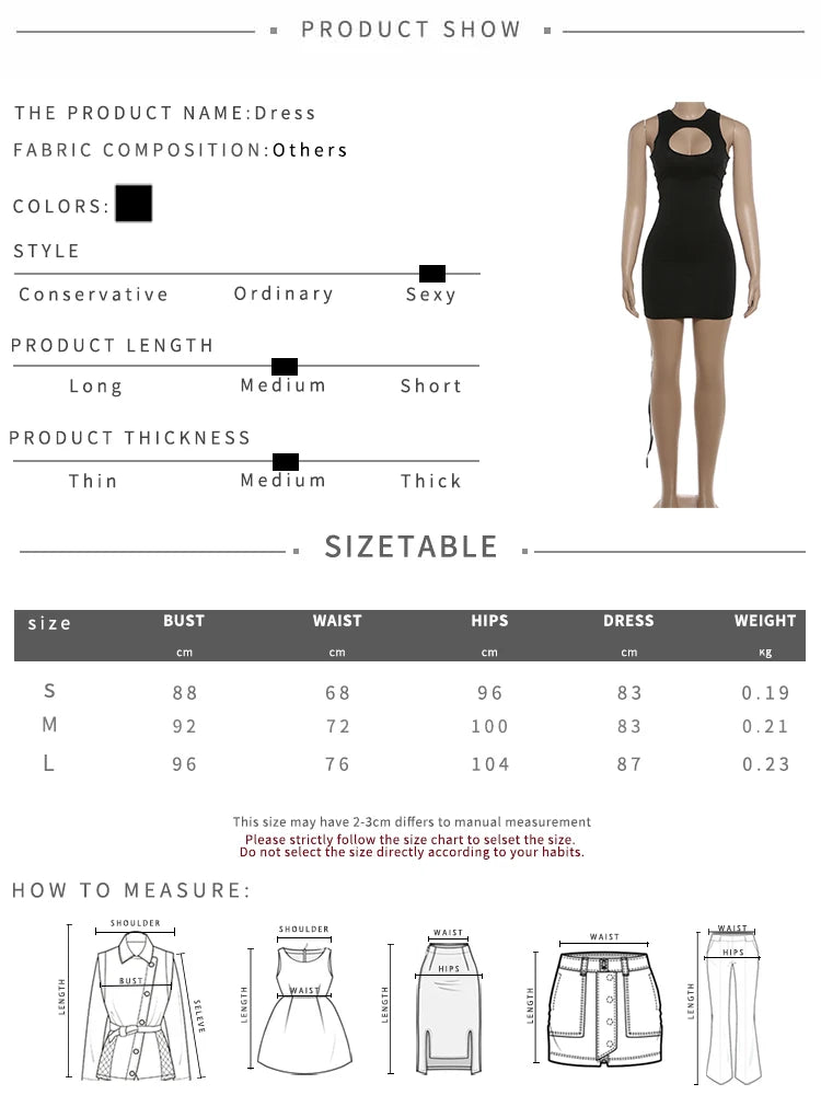 Cross Bandage Hollow Design Dress Woman o-Neck Sleeveless Skinny Peach Hip Hot Girls Midnight Party Sexy Mini Bodycon