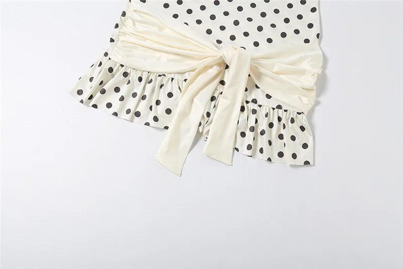 Polka Dot Print Strapless Ruffle Mini Dress for Woman Sexy Summer Dresses 2026