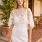 Women Floral Lace Tulle Cape Short Wedding Shawl Bell Sleeve Sheer Mesh Bolero Cover Up Bridal Evening Party Prom Shrug