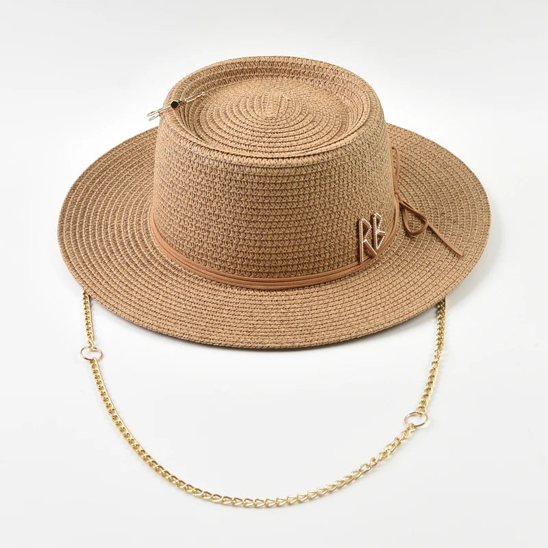Spring Summer Straw Hats for Women Ribbon Decoration Elegant Ladies Party Dress Hats Travel Beach Sun Hat Chapeau Femme