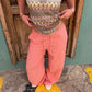 Women Summer Linen Wide Leg Pants Elastic Drawstring Waist Loose Flowy Trouser With Pockets Beach Vacation Palazzo Pants