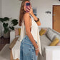 Women Satin Halter Tops Sexy Backless Asymmetrical Tops Sleeveless Lace Up Back Silk Tank Top Going Out Shirt